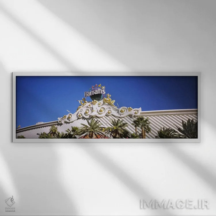 تابلو دکوراتیو Harrah's Hotel, Las Vegas, Nevada, USA,نمای پایین ساختم… اثر پانورامیک ایمجز - نمای قابدار سفید