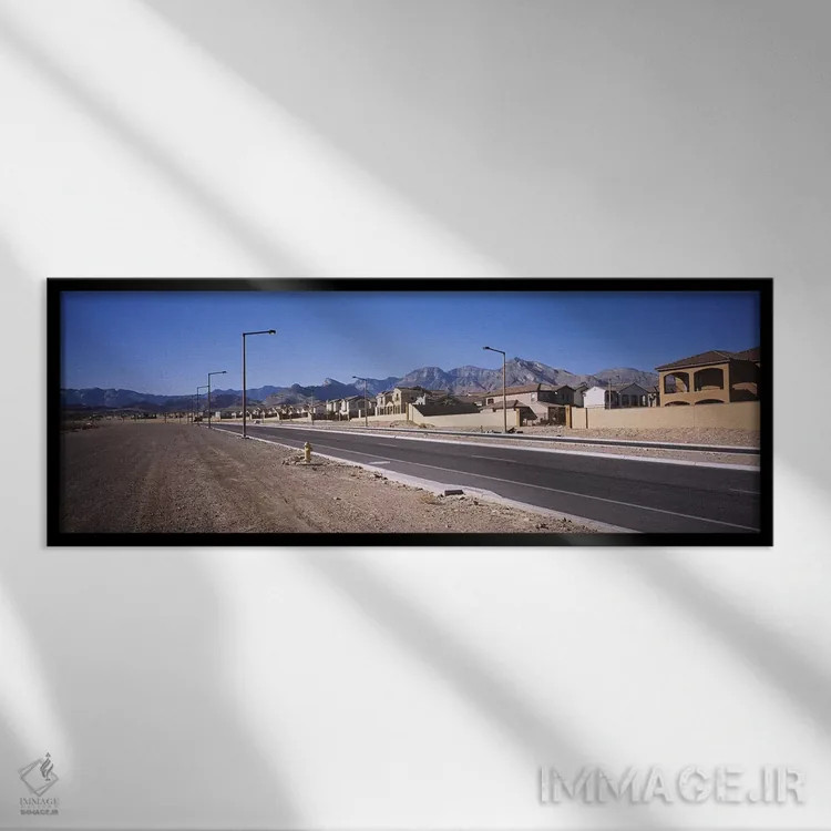 تابلو دکوراتیو Las Vegas, Nevada, USA,خانه های ردیفی در امتداد جاده، ل… اثر پانورامیک ایمجز - نمای قابدار مشکی