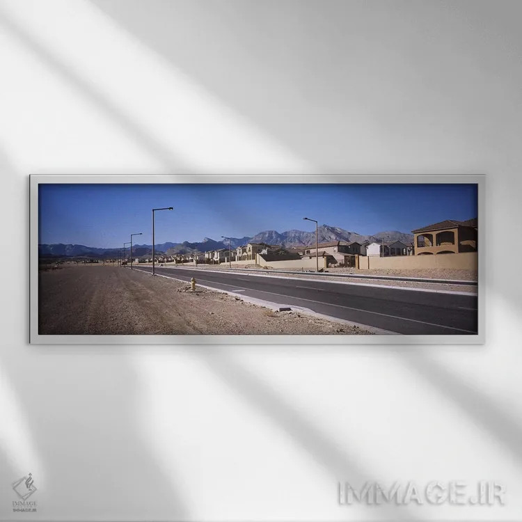 تابلو دکوراتیو Las Vegas, Nevada, USA,خانه های ردیفی در امتداد جاده، ل… اثر پانورامیک ایمجز - نمای قابدار سفید