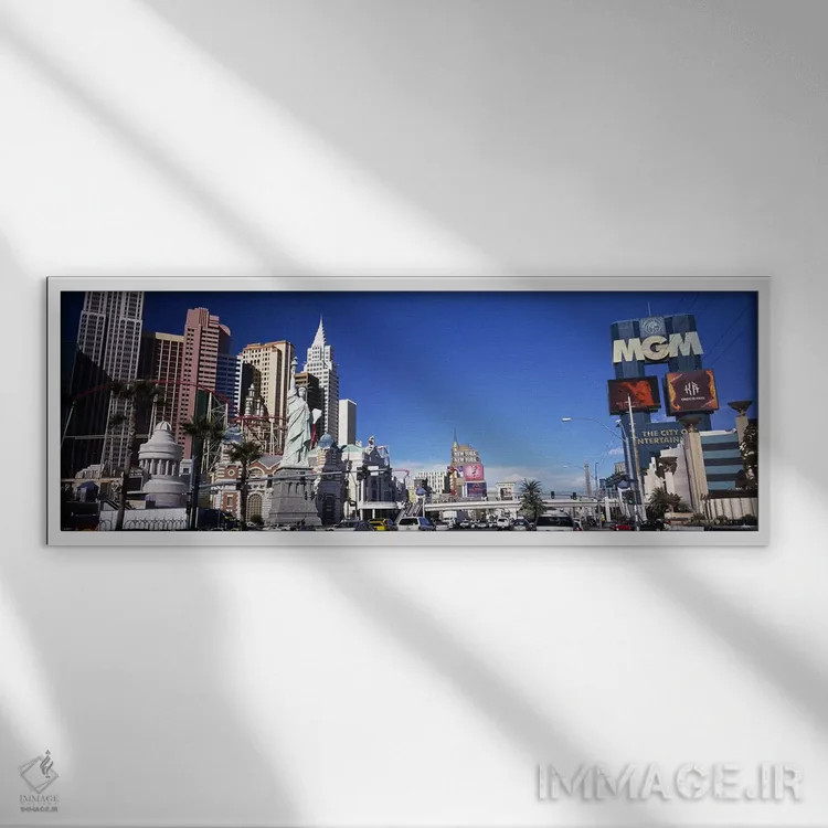 تابلو دکوراتیو The Strip, Las Vegas, Nevada, USA,ساختمان ها در شهر، من… اثر پانورامیک ایمجز - نمای قابدار سفید