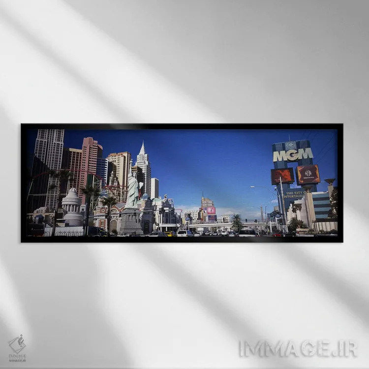 تابلو دکوراتیو The Strip, Las Vegas, Nevada, USA,ساختمان ها در شهر، من… اثر پانورامیک ایمجز - نمای قابدار مشکی