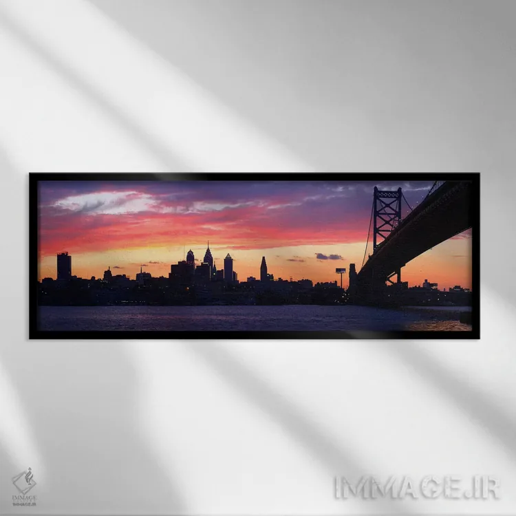 تابلو دکوراتیو Ben Franklin Bridge, Delaware River, Philadelphia, Penn… اثر پانورامیک ایمجز - نمای قابدار مشکی