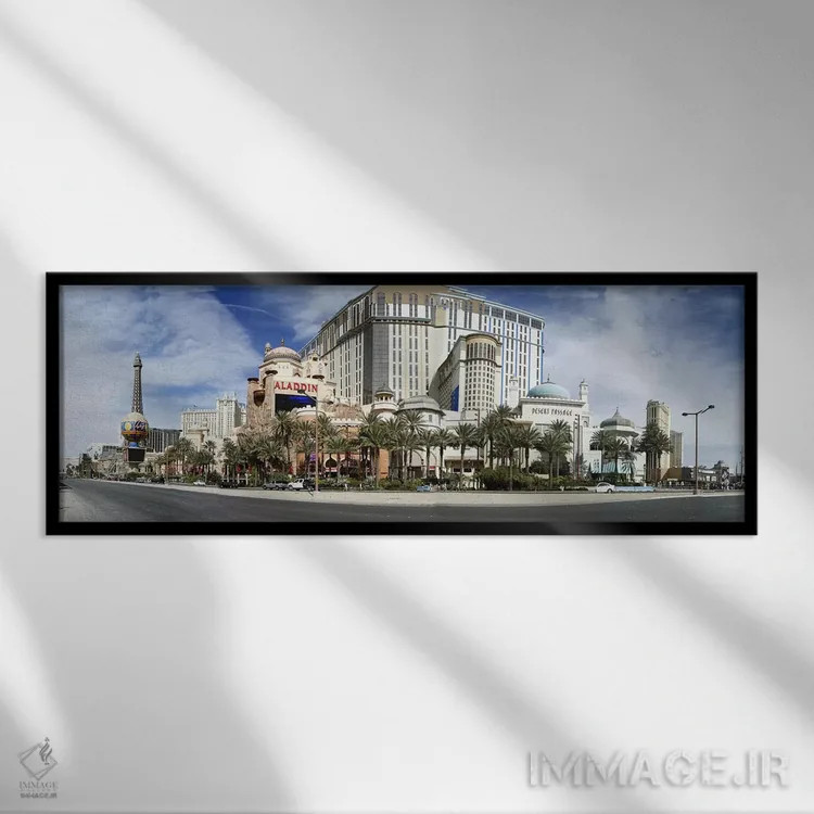 تابلو دکوراتیو Digital Composite of the Las Vegas Strip, Las Vegas, Ne… اثر پانورامیک ایمجز - نمای قابدار مشکی