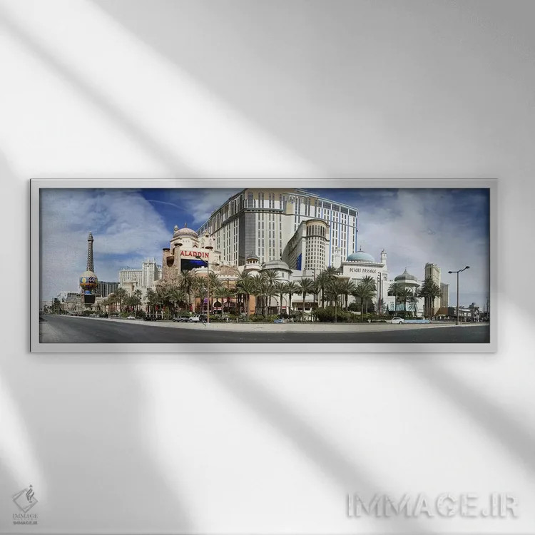تابلو دکوراتیو Digital Composite of the Las Vegas Strip, Las Vegas, Ne… اثر پانورامیک ایمجز - نمای قابدار سفید