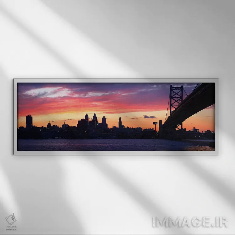 تابلو دکوراتیو Ben Franklin Bridge, Delaware River, Philadelphia, Penn… اثر پانورامیک ایمجز - نمای قابدار سفید