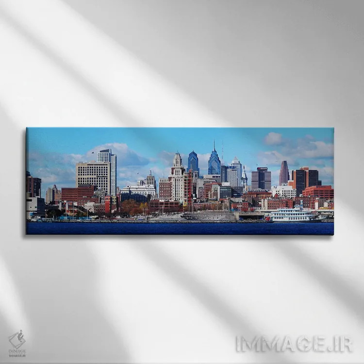 تابلو دکوراتیو Delaware River, Philadelphia, Pennsylvania, USA,نمای پا… اثر پانورامیک ایمجز - نمای روبهرو روی دیوار