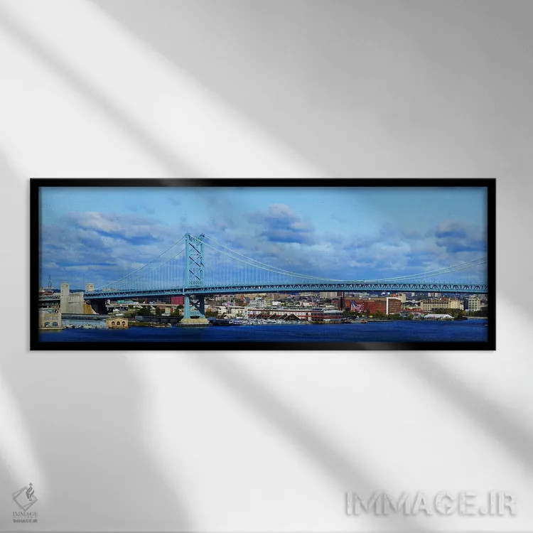 تابلو دکوراتیو Ben Franklin Bridge, Delaware River, Philadelphia, Penn… اثر پانورامیک ایمجز - نمای قابدار مشکی