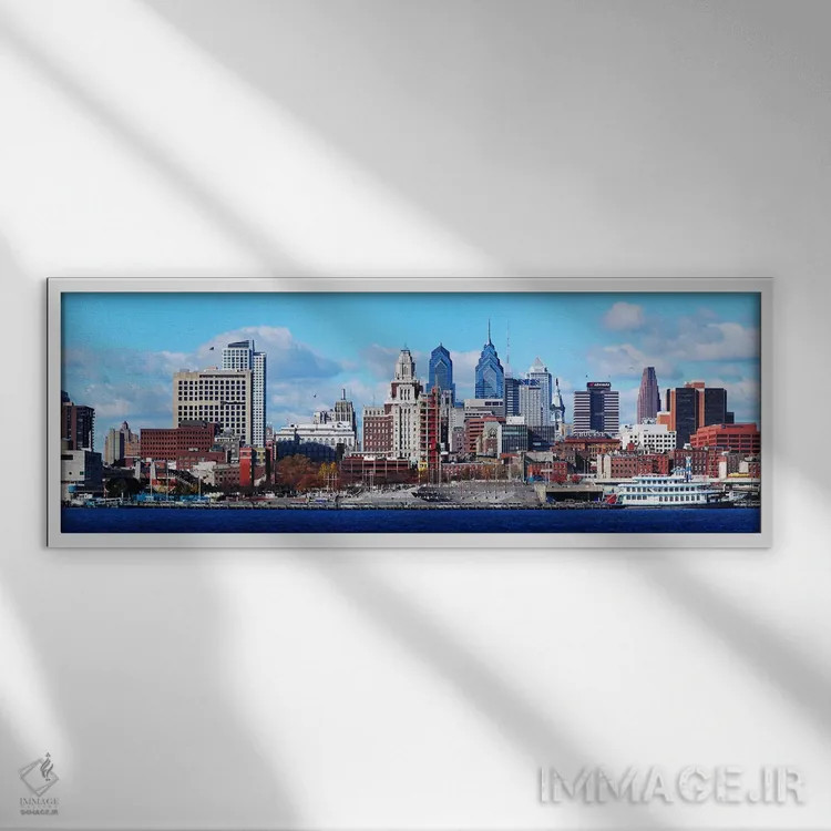 تابلو دکوراتیو Delaware River, Philadelphia, Pennsylvania, USA,نمای پا… اثر پانورامیک ایمجز - نمای قابدار سفید