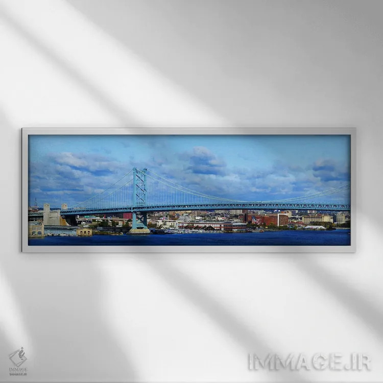 تابلو دکوراتیو Ben Franklin Bridge, Delaware River, Philadelphia, Penn… اثر پانورامیک ایمجز - نمای قابدار سفید