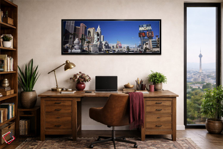 تابلو دکوراتیو The Strip, Las Vegas, Nevada, USA,ساختمان ها در شهر، من… اثر پانورامیک ایمجز - D3B