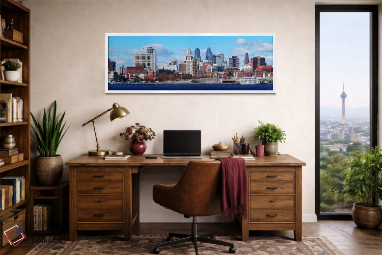 تابلو دکوراتیو Delaware River, Philadelphia, Pennsylvania, USA,نمای پا… اثر پانورامیک ایمجز - D1W