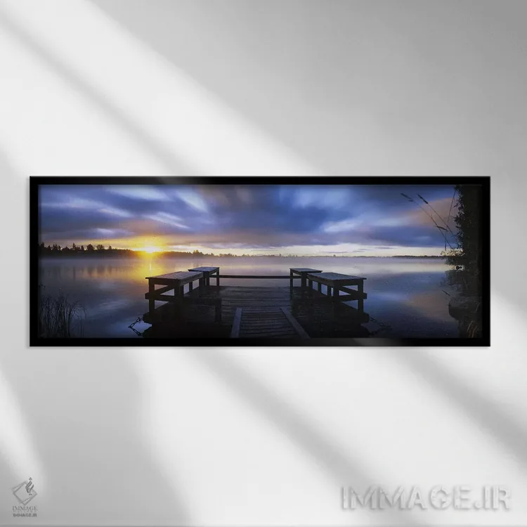 تابلو دکوراتیو Vuoksi River, Imatra, Finland,نمای پانوراما از اسکله در… اثر پانورامیک ایمجز - نمای قابدار مشکی