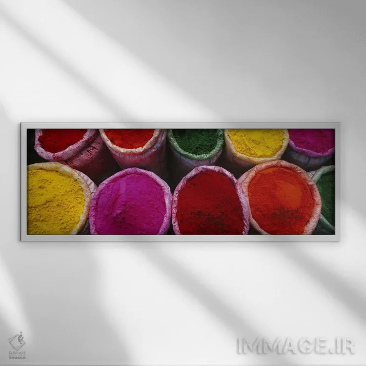 تابلو دکوراتیو Mathura, Braj, Uttar Pradesh, India,ادویه ها برای فروش… اثر پانورامیک ایمجز - نمای قابدار سفید