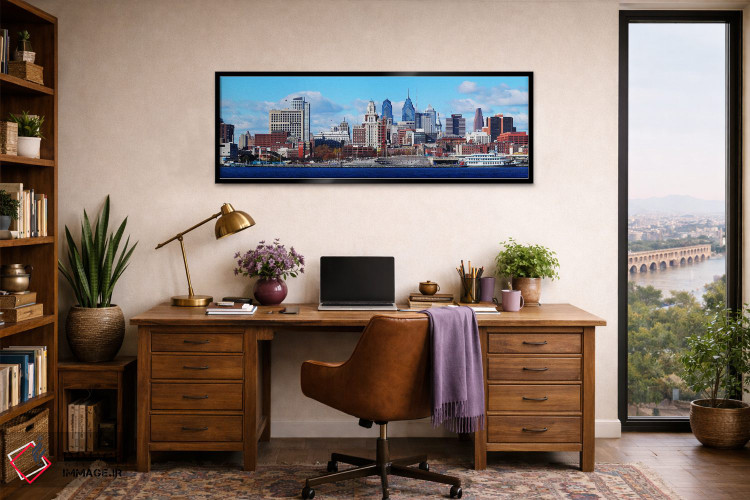 تابلو دکوراتیو Delaware River, Philadelphia, Pennsylvania, USA,نمای پا… اثر پانورامیک ایمجز - D3B
