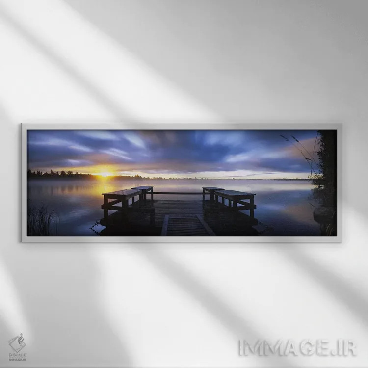 تابلو دکوراتیو Vuoksi River, Imatra, Finland,نمای پانوراما از اسکله در… اثر پانورامیک ایمجز - نمای قابدار سفید