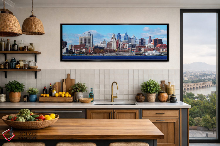 تابلو دکوراتیو Delaware River, Philadelphia, Pennsylvania, USA,نمای پا… اثر پانورامیک ایمجز - D4B