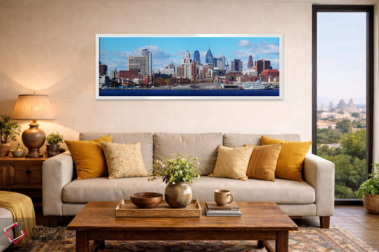 تابلو دکوراتیو Delaware River, Philadelphia, Pennsylvania, USA,نمای پا… اثر پانورامیک ایمجز - D5W
