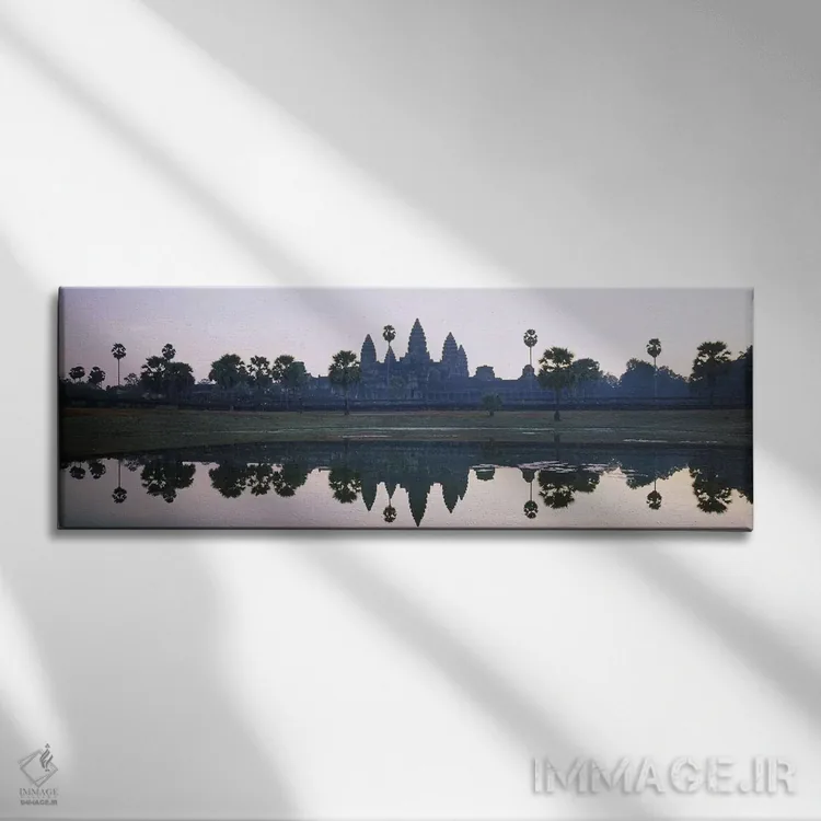 تابلو دکوراتیو Angkor Wat, Cambodia,انعکاس معابد و نخل ها در دریاچه، ا… اثر پانورامیک ایمجز - نمای روبهرو روی دیوار