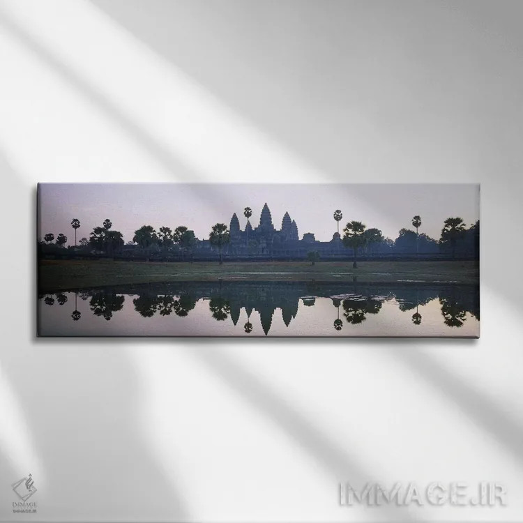 تابلو دکوراتیو Angkor Wat, Cambodia,انعکاس معابد و نخل ها در دریاچه، ا… اثر پانورامیک ایمجز - نمای روبهرو روی دیوار