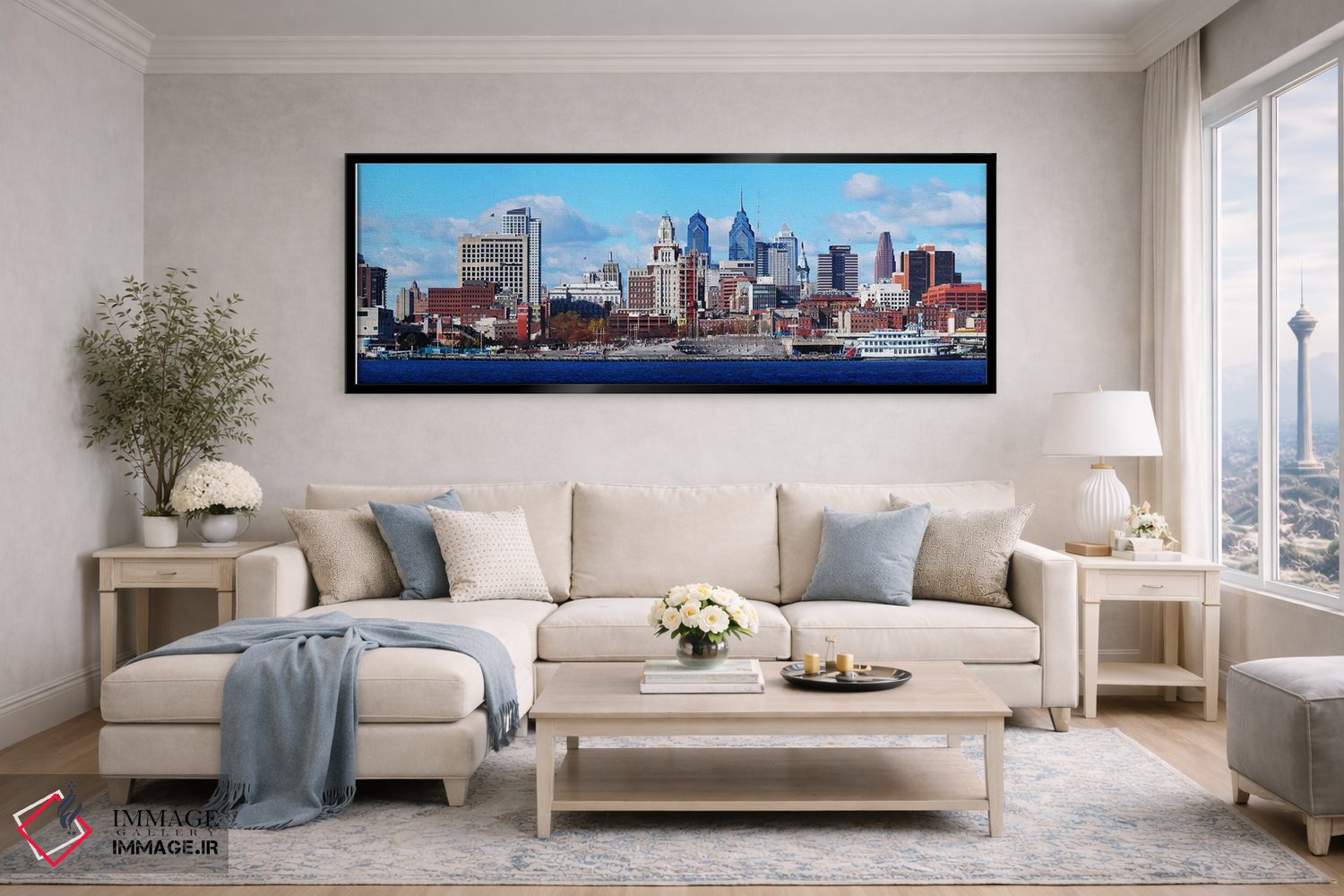 تابلو دکوراتیو Delaware River, Philadelphia, Pennsylvania, USA,نمای پا… اثر پانورامیک ایمجز - D6B