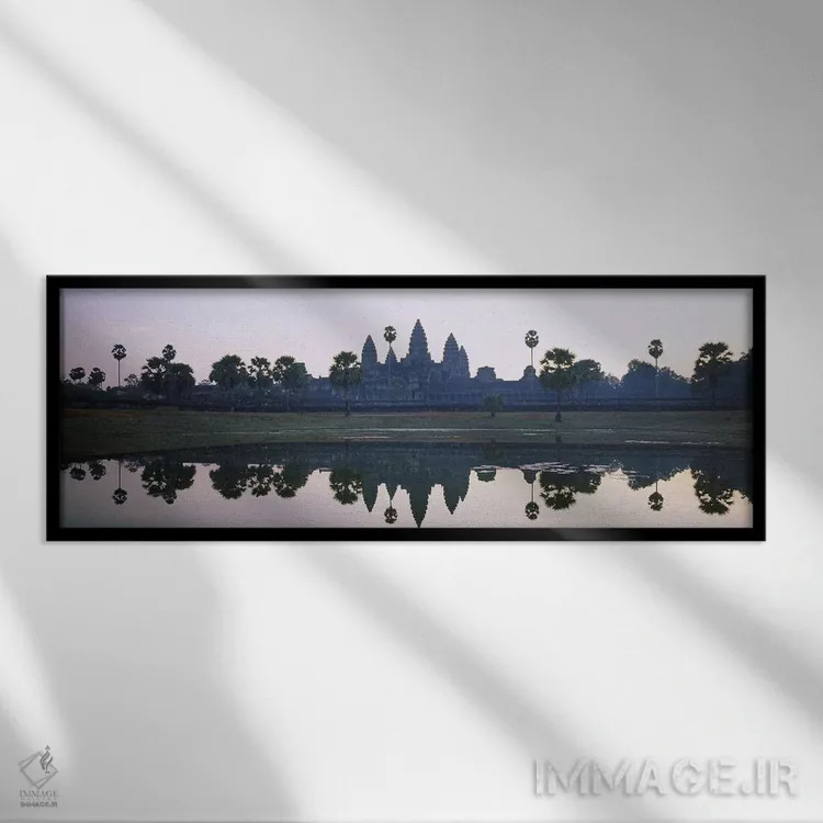 تابلو دکوراتیو Angkor Wat, Cambodia,انعکاس معابد و نخل ها در دریاچه، ا… اثر پانورامیک ایمجز - نمای قابدار مشکی