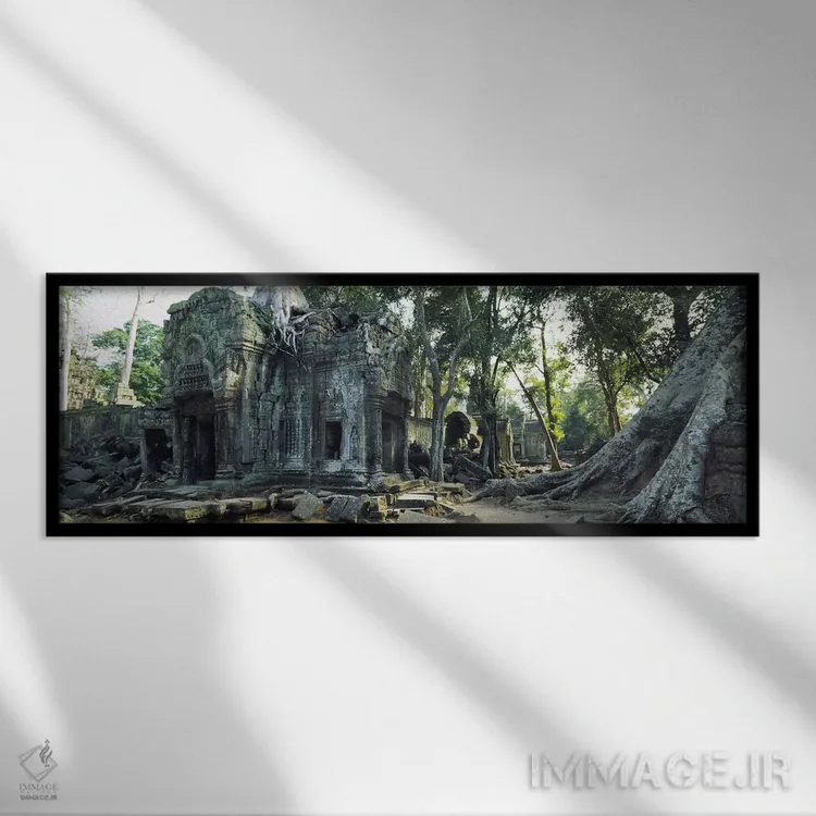 تابلو دکوراتیو Angkor Wat, Cambodia #2,ویرانه های قدیمی معبد، انگکور و… اثر پانورامیک ایمجز - نمای قابدار مشکی