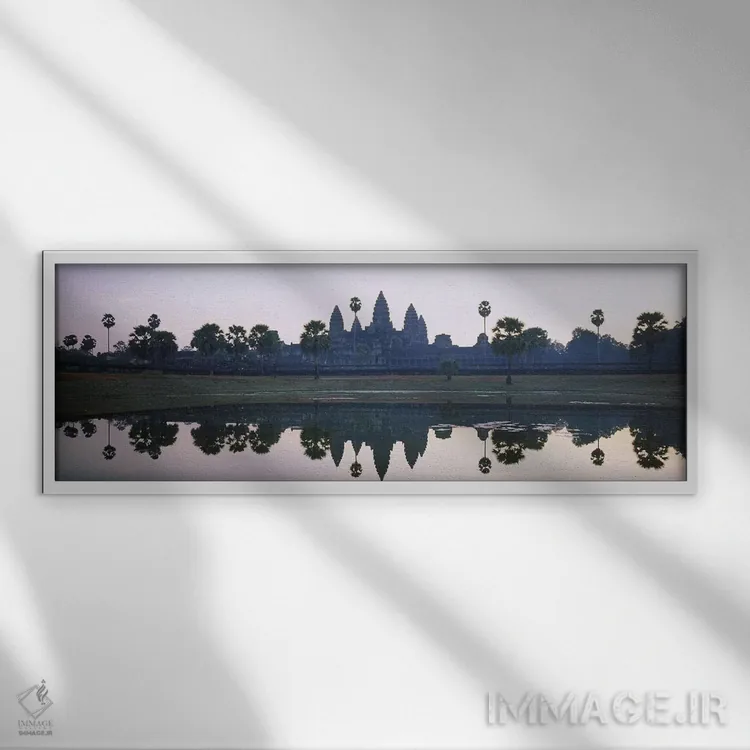 تابلو دکوراتیو Angkor Wat, Cambodia,انعکاس معابد و نخل ها در دریاچه، ا… اثر پانورامیک ایمجز - نمای قابدار سفید