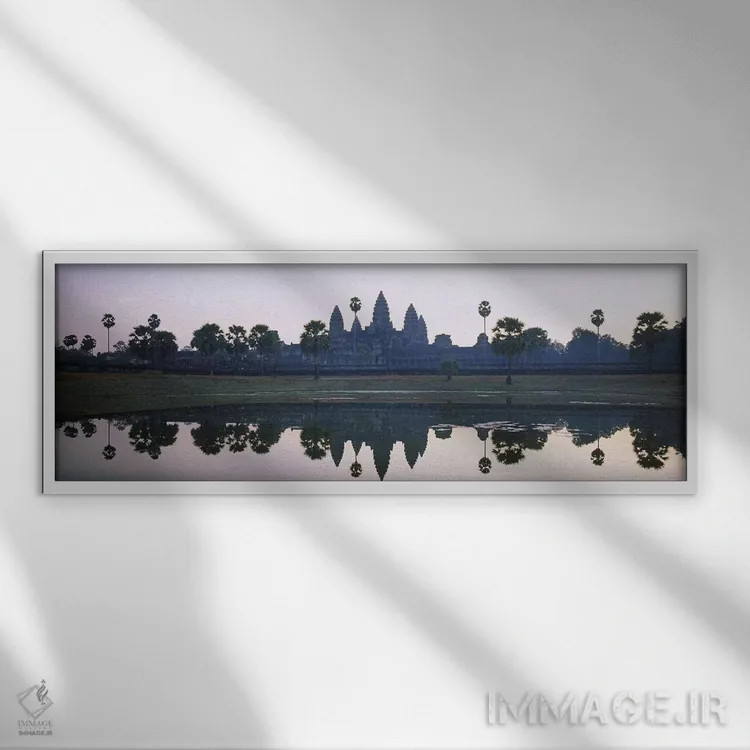 تابلو دکوراتیو Angkor Wat, Cambodia,انعکاس معابد و نخل ها در دریاچه، ا… اثر پانورامیک ایمجز - نمای قابدار سفید