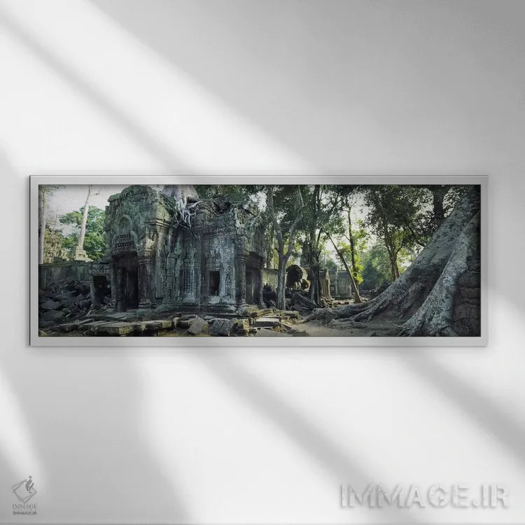 تابلو دکوراتیو Angkor Wat, Cambodia #2,ویرانه های قدیمی معبد، انگکور و… اثر پانورامیک ایمجز - نمای قابدار سفید