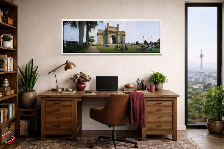 تابلو دکوراتیو Gateway Of India, Mumbai, Maharashtra, India,گردشگر در… اثر پانورامیک ایمجز - D1W