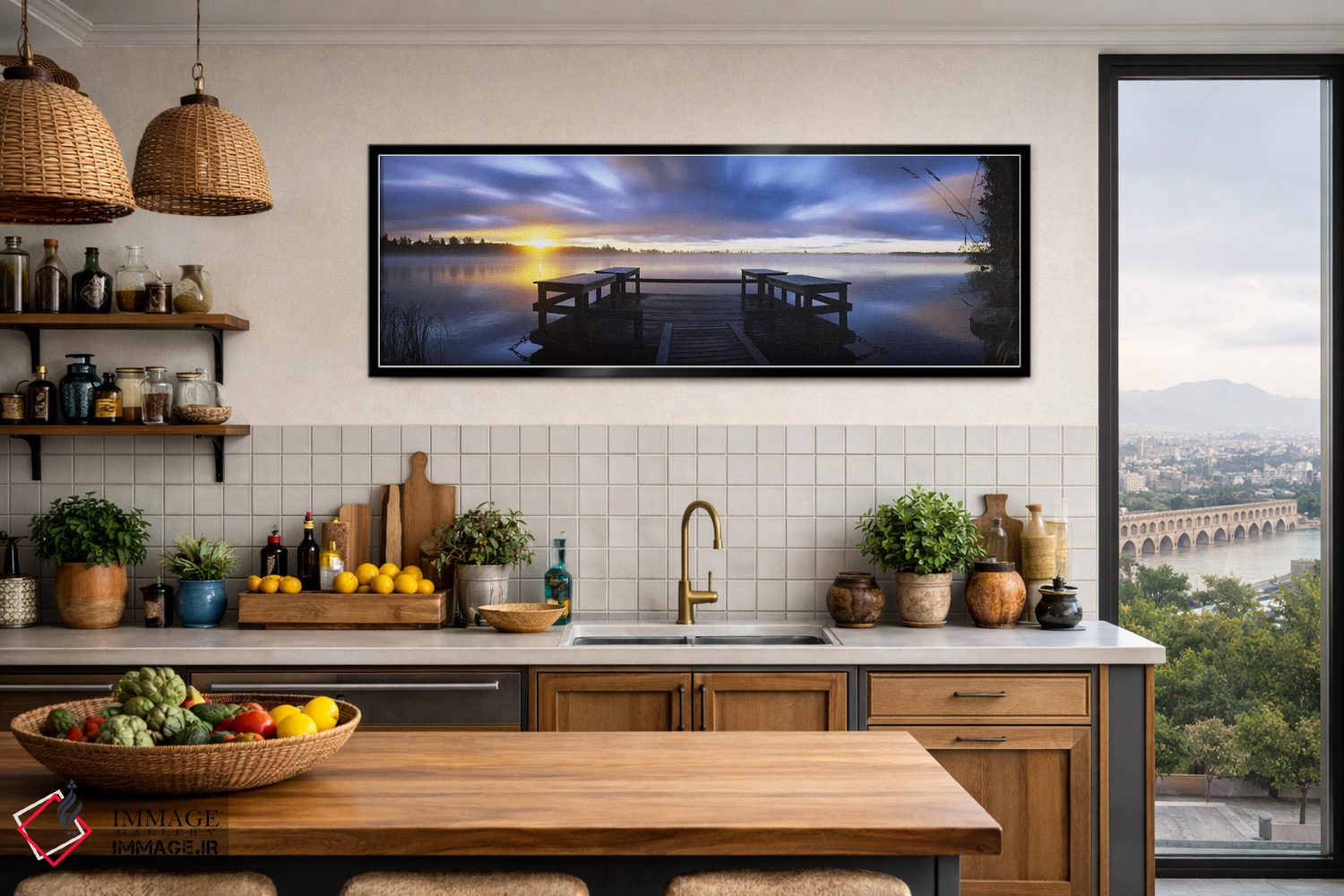 تابلو دکوراتیو Vuoksi River, Imatra, Finland,نمای پانوراما از اسکله در… اثر پانورامیک ایمجز - D4B