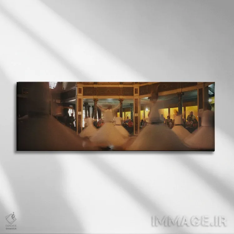 تابلو دکوراتیو Turkey,دراویش در حال رقص در یک مراسم، استانبول، ترکیه اثر پانورامیک ایمجز - نمای روبهرو روی دیوار