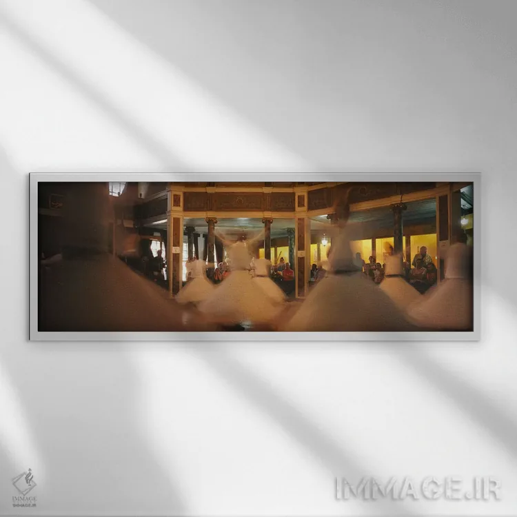 تابلو دکوراتیو Turkey,دراویش در حال رقص در یک مراسم، استانبول، ترکیه اثر پانورامیک ایمجز - نمای قابدار سفید