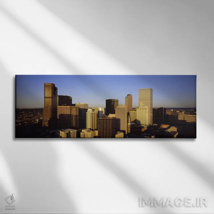 تابلو دکوراتیو Colorado, USA,آسمان خراش ها در یک شهر، دنور، کلرادو، آم… اثر پانورامیک ایمجز - نمای روبهرو روی دیوار
