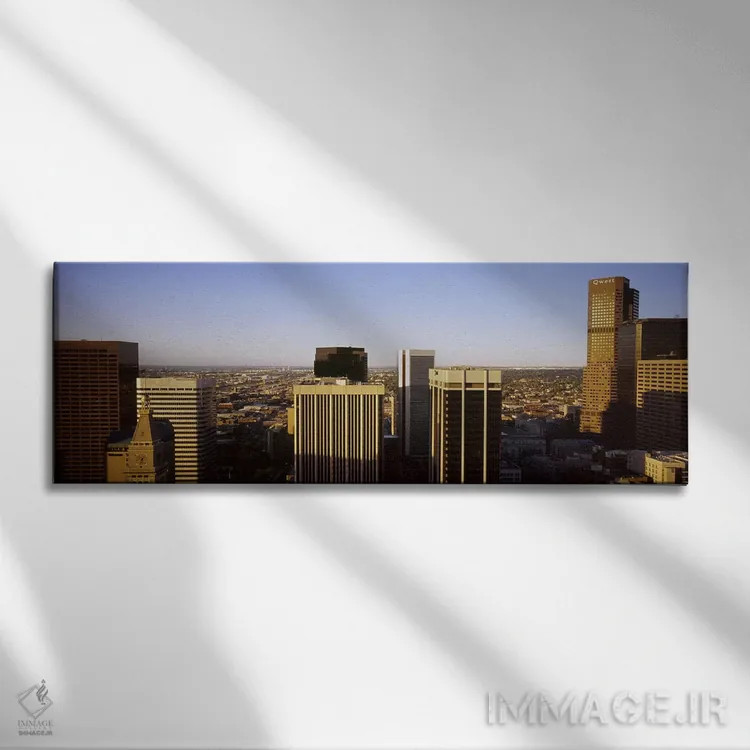 تابلو دکوراتیو Colorado, USA,آسمان خراش ها در یک شهر، دنور، کلرادو، آم… اثر پانورامیک ایمجز - نمای روبهرو روی دیوار