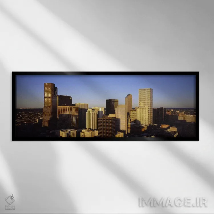 تابلو دکوراتیو Colorado, USA,آسمان خراش ها در یک شهر، دنور، کلرادو، آم… اثر پانورامیک ایمجز - نمای قابدار مشکی