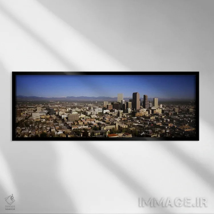 تابلو دکوراتیو Colorado, USA,آسمان خراش ها در یک شهر، دنور، کلرادو، آم… اثر پانورامیک ایمجز - نمای قابدار مشکی