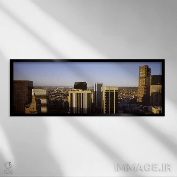 تابلو دکوراتیو Colorado, USA,آسمان خراش ها در یک شهر، دنور، کلرادو، آم… اثر پانورامیک ایمجز - نمای قابدار مشکی