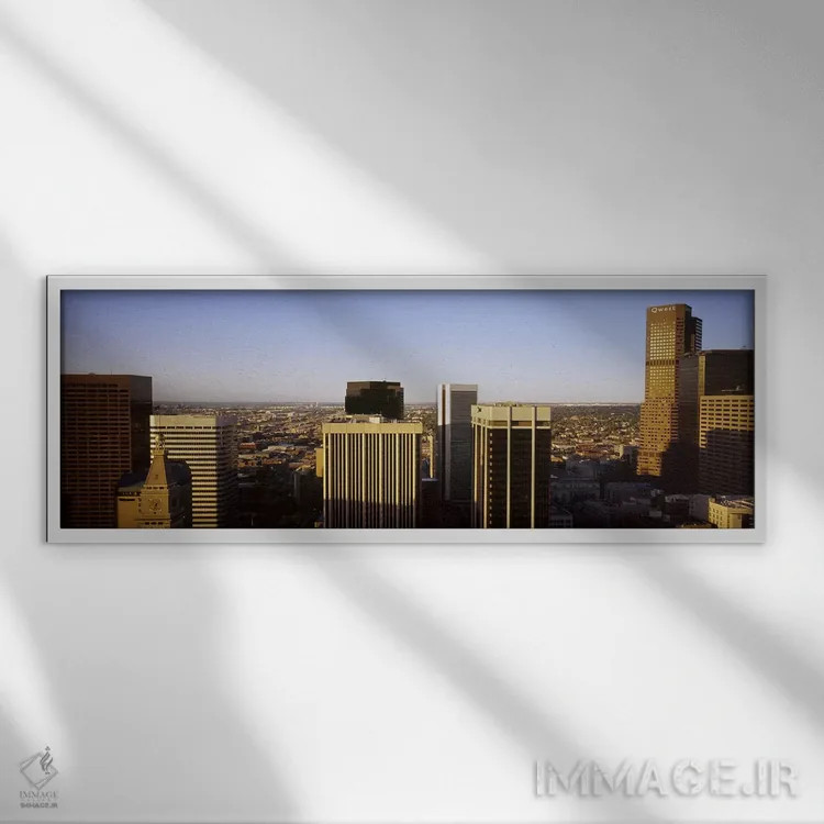 تابلو دکوراتیو Colorado, USA,آسمان خراش ها در یک شهر، دنور، کلرادو، آم… اثر پانورامیک ایمجز - نمای قابدار سفید