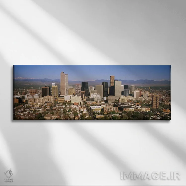 تابلو دکوراتیو Denver, Colorado, USA,آسمان خراش ها در یک شهر، دنور، کل… اثر پانورامیک ایمجز - نمای روبهرو روی دیوار
