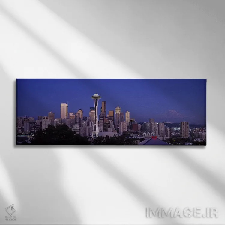 تابلو دکوراتیو Seattle, Washington State, USA #2,آسمان خراش ها در یک ش… اثر پانورامیک ایمجز - نمای روبهرو روی دیوار