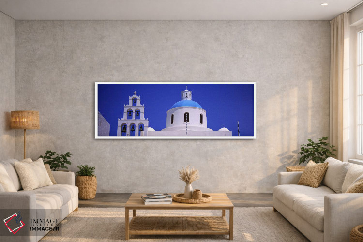 تابلو دکوراتیو Santorini, Greece,نمای از قسمت بالایی یک کلیسا، اویا، س… اثر پانورامیک ایمجز - D2W