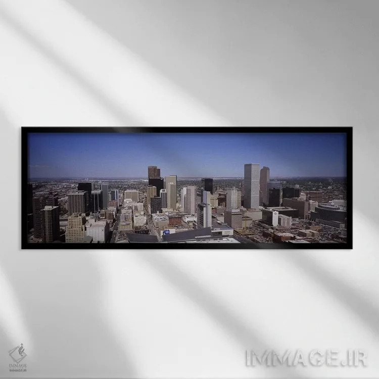 تابلو دکوراتیو Colorado, USA,آسمان خراش ها در یک شهر، دنور، کلرادو، آم… اثر پانورامیک ایمجز - نمای قابدار مشکی