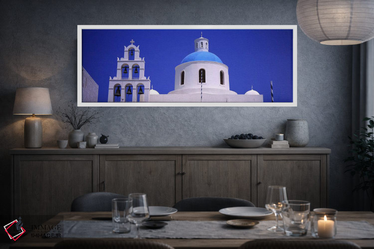 تابلو دکوراتیو Santorini, Greece,نمای از قسمت بالایی یک کلیسا، اویا، س… اثر پانورامیک ایمجز - D3W