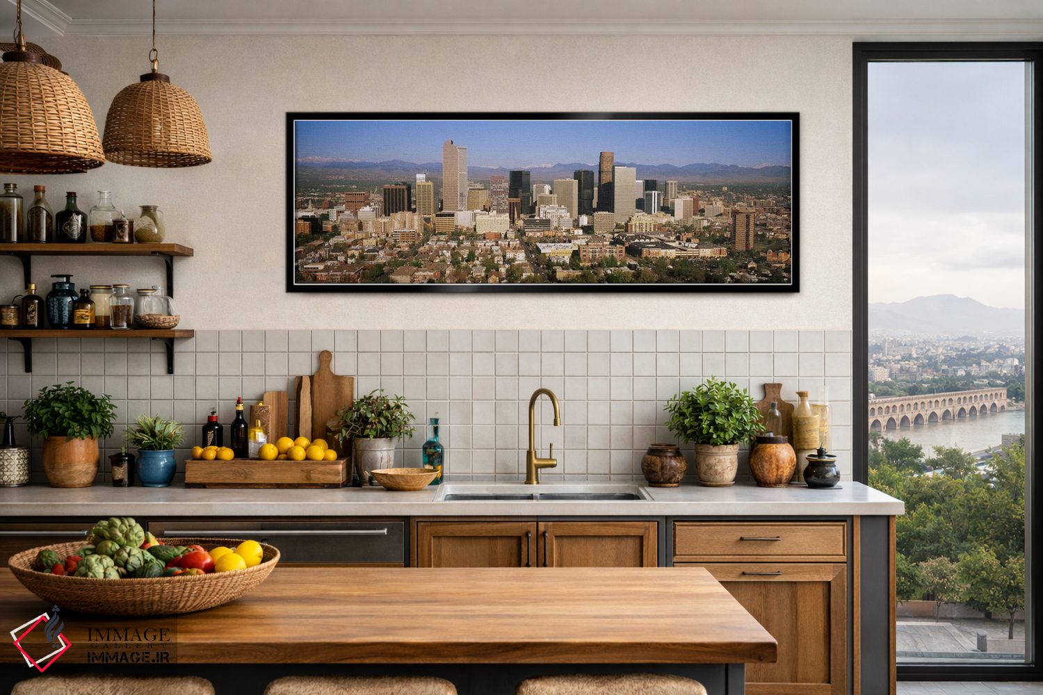تابلو دکوراتیو Denver, Colorado, USA,آسمان خراش ها در یک شهر، دنور، کل… اثر پانورامیک ایمجز - D3B