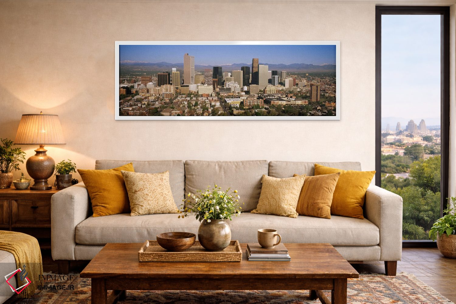 تابلو دکوراتیو Denver, Colorado, USA,آسمان خراش ها در یک شهر، دنور، کل… اثر پانورامیک ایمجز - D4W