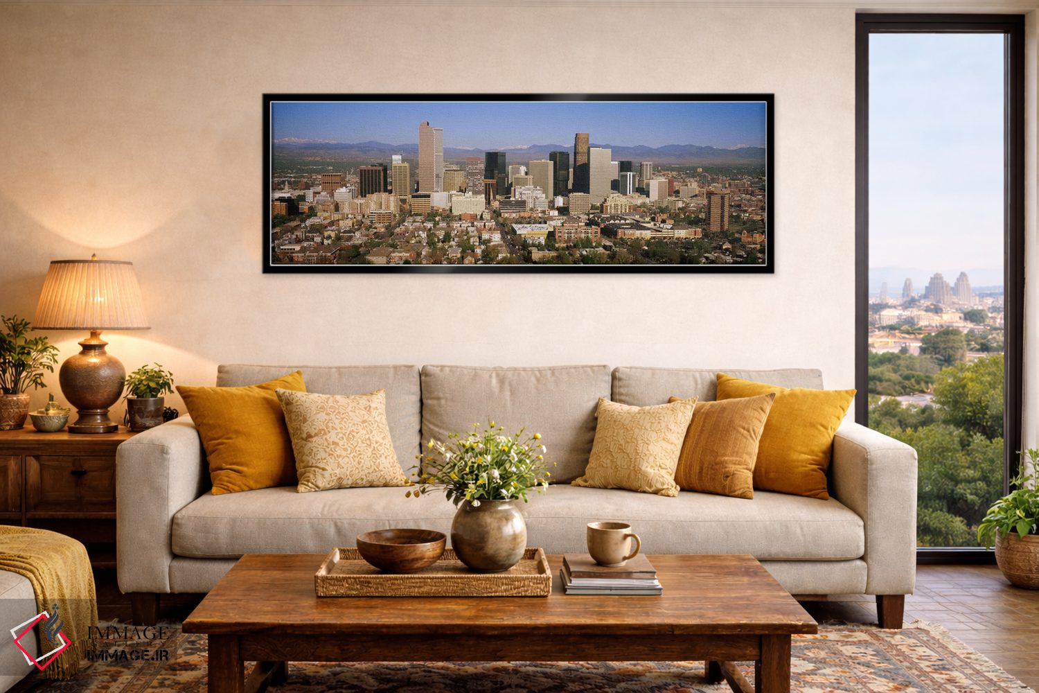 تابلو دکوراتیو Denver, Colorado, USA,آسمان خراش ها در یک شهر، دنور، کل… اثر پانورامیک ایمجز - D6B