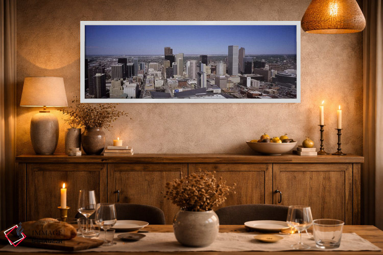 تابلو دکوراتیو Colorado, USA,آسمان خراش ها در یک شهر، دنور، کلرادو، آم… اثر پانورامیک ایمجز - D2W