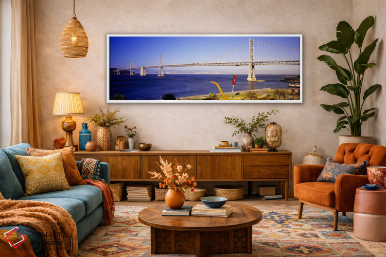 تابلو دکوراتیو Bay Bridge, San Francisco, California, USA,پل روی یک ور… اثر پانورامیک ایمجز - D2W