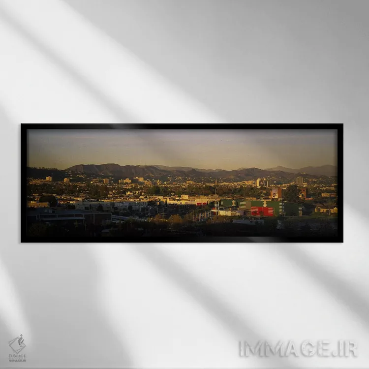 تابلو دکوراتیو San Gabriel Mountains, Hollywood Hills, City of Los Ang… اثر پانورامیک ایمجز - نمای قابدار مشکی